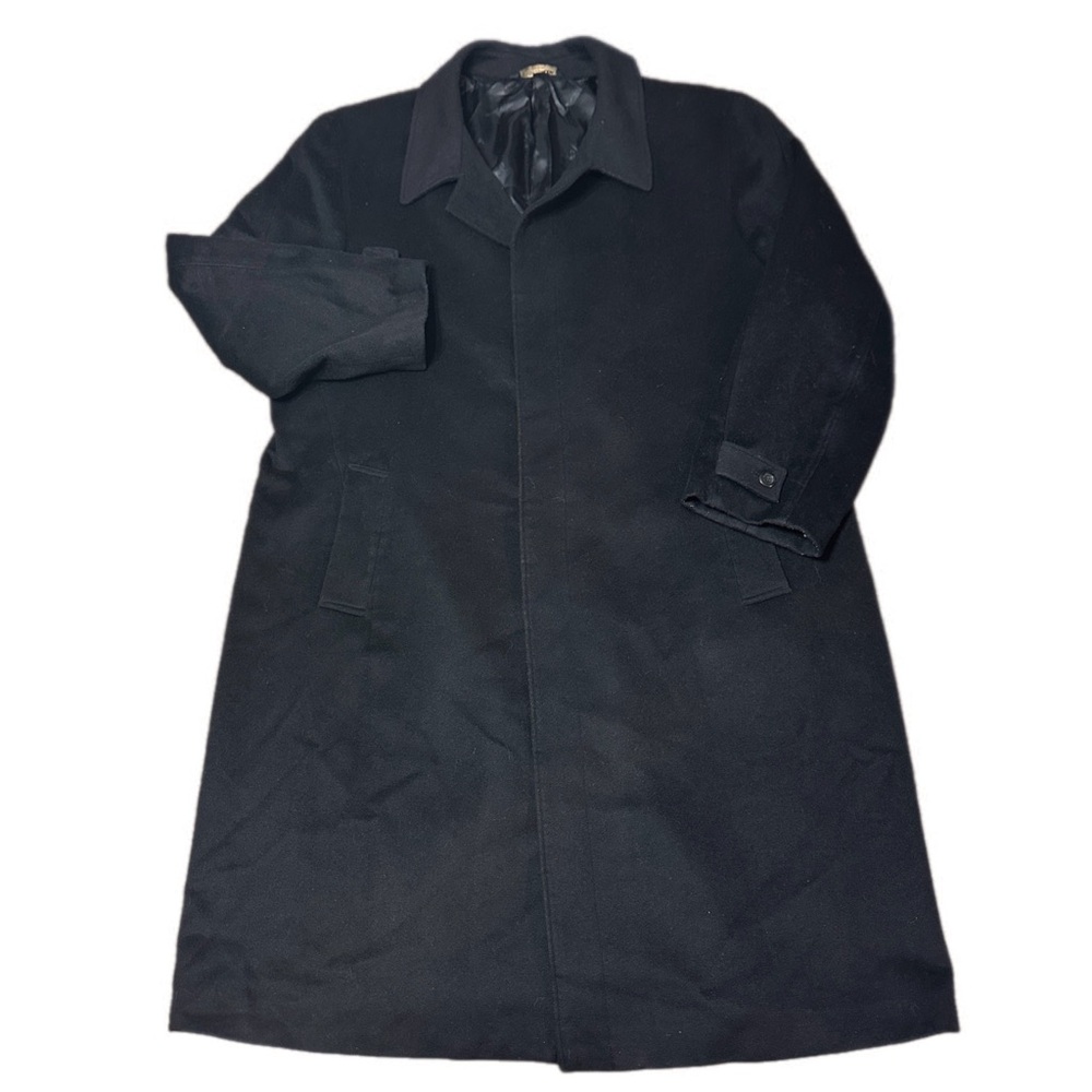 Pronto Moda Lana Lux Wool Cashmere Ronald Overcoat Back Slit Black Size 54L